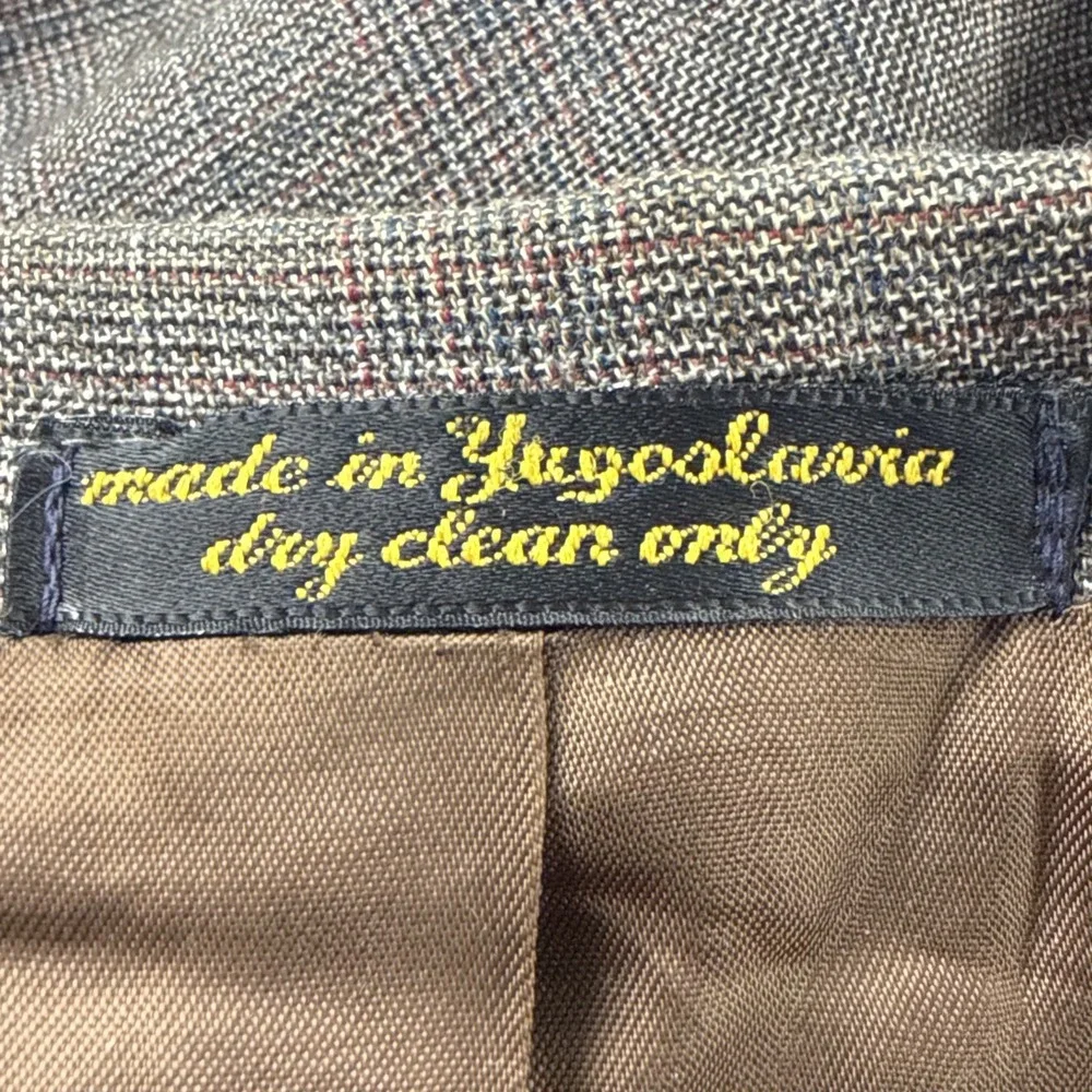 Egon Von Furstenberg Mens Plaid‎ Wool Blend Blazer Jacket Size 38L